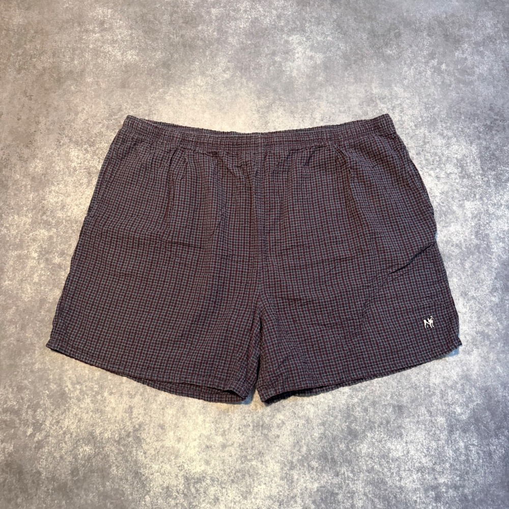 Vintage Big Dogs Mens 4X Plaid Seersucker Lounge Shorts Cotton Elastic Waist